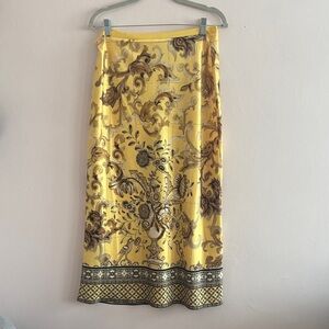 Alice + Olivia Yellow and Brown Floral Maxi Skirt
